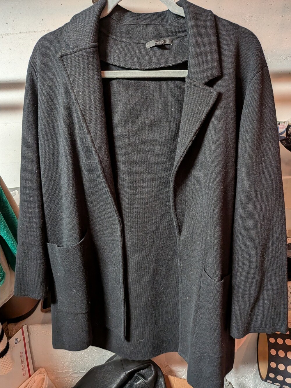 J. Crew Women's Black Open-Front Knit Blazer Cardigan